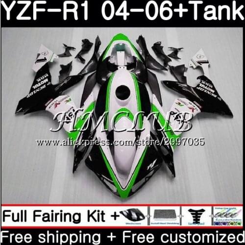 Body For YAMAHA YZF R 1 YZF-1000 green white YZF 1000 YZF R1 2004 2005 2006 15HC.10 YZF1000 YZF-R1 04 06 YZFR1 04 05 06 Fairing