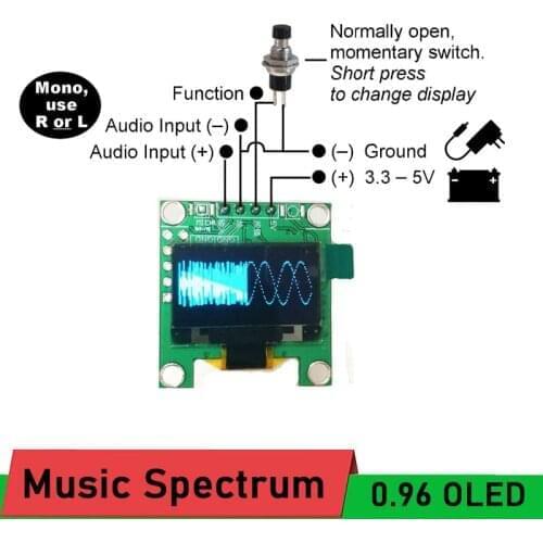 Mini 0.96" OLED Music Spectrum Display Analyzer mp3 power Amplifier Audio Level Indicator music rhythm Analyzer VU METER