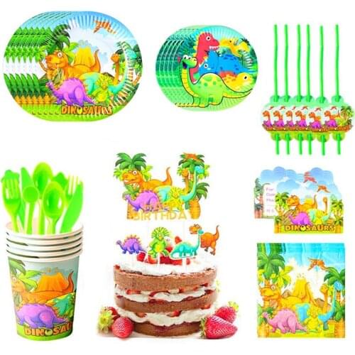 10 People Dinosaur Disposable Tableware Set Dino Napkin Plates 1st Jungle Safari Birthday Decor Happy Birthday Decor Kids Boys