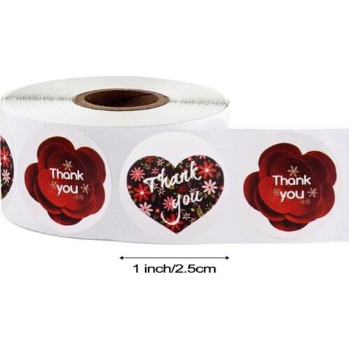50-500pcs Beautiful 3D Red Floral Thank You Stickers 2 designs for Wedding Favors and Party Handmade Stickers Envelope Seal