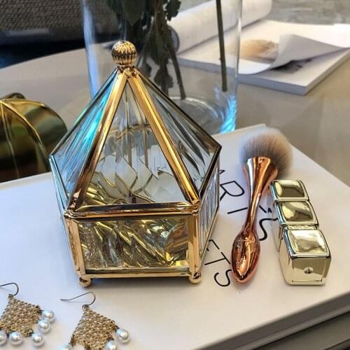 Nordic High-End Storage Box Home Dressing Table Creative Geometric Glass Jewelery Boxes Organizer Wedding Gift