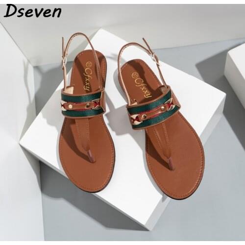 New Womens Summer Sandals Metal Decoration Ladies Shoes 2021 Casual Fashion Woman Beach Shoes PU Leather Female Flip Flops Hot