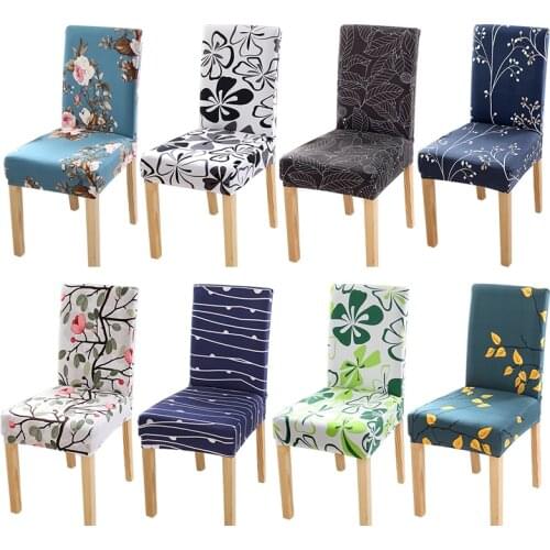 NEW Elastic Chair Cover Spandex Printed Plain Fashion Kitchen Dining Chair Case Slipcover Removable Anti-Dust Chair Protector