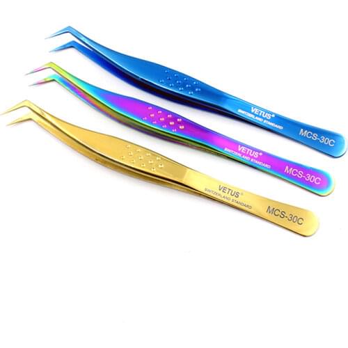 Vetus Original MCS Series Eyelash Tweezers for 3D 6D Volume Eyelashes Extension Super Fine Tip Excellent Closure makeup tweezers