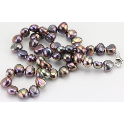 New Arriver Baroque Pearl Necklace,9mm Black Color Freshwater Pearl Choker Necklace,Charming Women Gift Jewelry