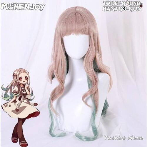 Monenjoy Toilet Bound Hanako Kun Nene Yashiro Cosplay Wig Anime Khaki Green Gradient Cos Hair