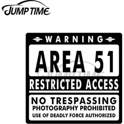 Jump Time 13 x 12cm For Area51 Restricted Access Sign Decal Auto Car Assessoires Stickers Waterproof Sunscreen for VAN ATV