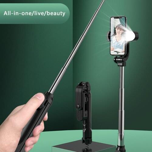 Portable Bluetooth Selfie Stick Tripod With Fill Light Wireless Remote Control Photograph Selfie Stick For Xiaomi Huawei Phone