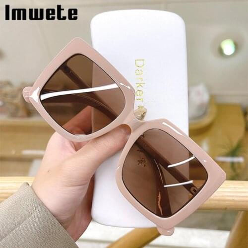 Imwrite Vintage Square Womens Mens Sunglasses Oversized Black Sun Glasses 2021 Luxury Brand Designer Goggles Shades UV400