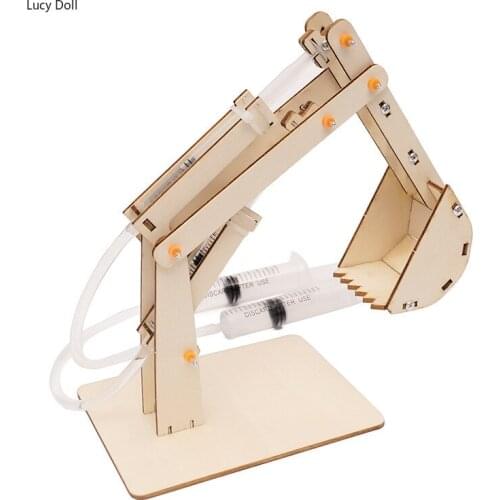STEM Toys for Children Educational Science Experiment Technology Toy Set DIY Hydraulic Excavator Model Puzzle Painted Kids Toys
