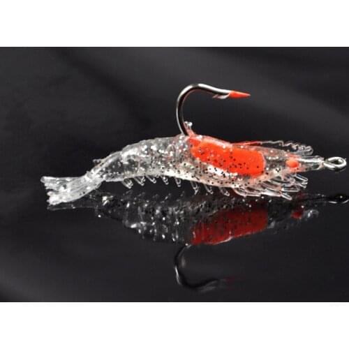 Super Vivid Soft Shrimp Fishing Lures 60mm 3g Bait Glow In Dark Luminous Eyes Lure Baits Lot 4 Pieces