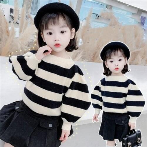 Girl Sweater Kids Baby Toddler Tops 2021 Loose Thicken Warm Winter Autumn Wool Knitting Cashmere Christmas Children Clothing