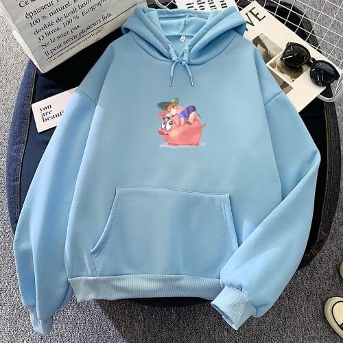 Pig Sweatshirt Hoody Ladies Vintage Loose Pullover Oversized Basic Hoodie Woman Harajuku Ulzzang Clothes Drawstring Warm Jumper
