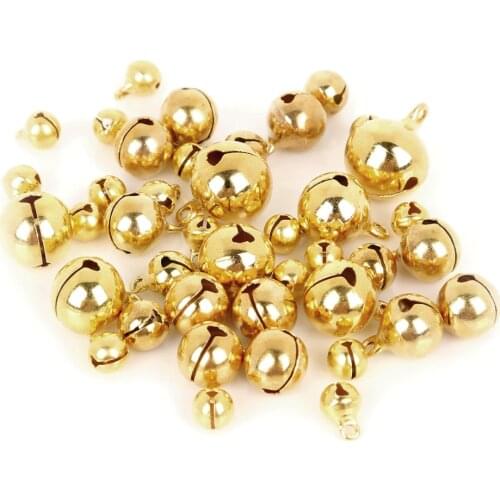 Pick size 6/8/10/12/14mm Gold Colors Copper Loose Beads Small Jingle Bells for Christmas Decoration Gift DIY Craft Accessories