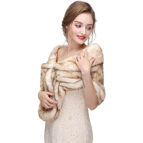 WOWBRIDAL Warm Faux Fur Winter Bridal Cape Wedding Cloaks Party Wraps Jacket Wrap Boleros De Encaje Boleros De Mujer
