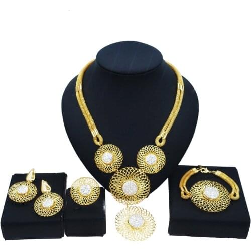 Yulaili The Newly Designed Unique Circular Hollow Pattern Jewelry Set and The Hot-Selling Diamond-Encrusted Bridal Jewelry Sets