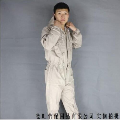 S-3xl Hooded Fuel Spray Protective Dust Overalls Mens Machine Repair Breathable Cotton Labor Uniforms Workwear Repairman Pants