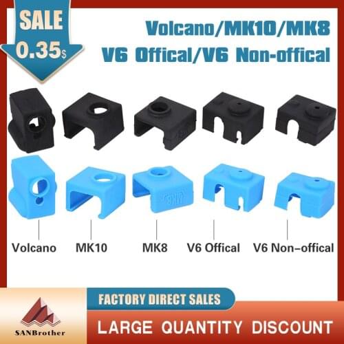 3D Printer V5/V6 volcano Protective Silicone Sock Insulation Cover Case for Heater Block MK8 / MK10 /MK9 Silicone sleeve Hot End