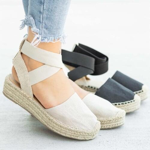 Fashion Summer Wedge Buckle Platform Sandals Wedges Shoes For Women Hemp Rope Bottom Womens Espadrilles High Heels Slip 2021