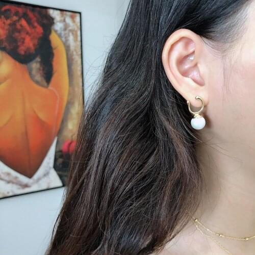 Women 925 Sterling Silver White Shell Pearl Stud Earrings for Bridesmaids Wedding Jewelry Prom Gift U Shape Earrings Wholesale