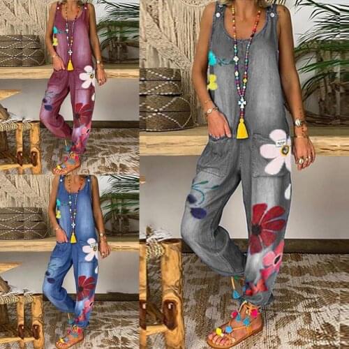 Womens Jeans Summer Fall Casual Jumpsuit 2021 Pocket Decorative Strap Pants Fashion Printed Jeans Cargo Pants Fashion Trousers