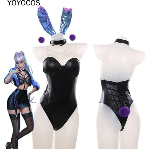 YOYOCOS KDA Evelynn Cosplay Evelynn Bunny Girl Costumes Game LOL Lovely Black Sexy Jumpsuit Women Halloween Costume Rabbit ears