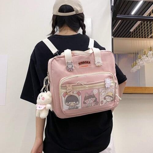 Womens backpack Nylon Multifunction Kawaii badge School backpack for girls NEW Teen girls shoulder bag Female small backpack