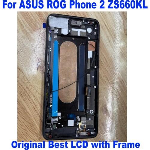 Original For 6.59" Asus ROG Phone2 Phone II ZS660KL AMOLED LCD Display Screen Touch Panel Digitizer Assembly with Frame Pantalla