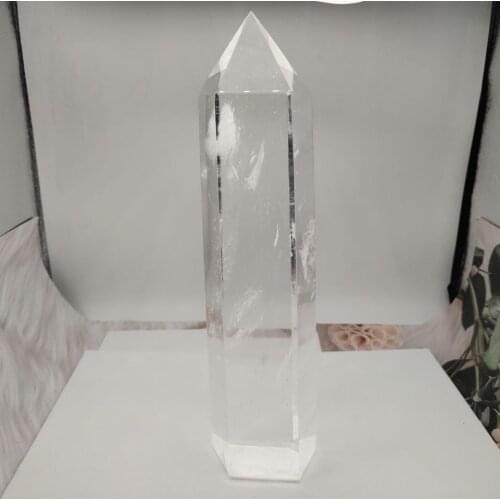 1pcs Beautiful high temperature white fused crystal smelted stone crystal column obelisk quartz point sample healing reiki decor