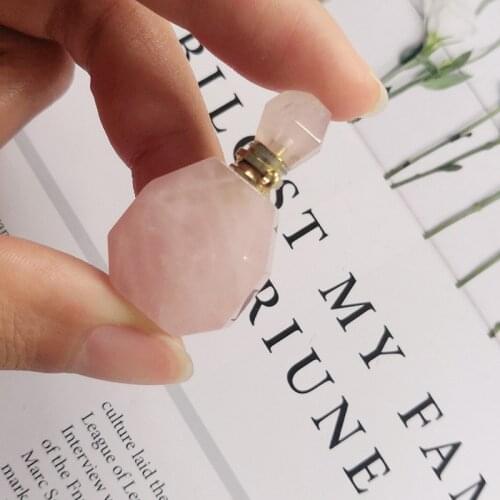 10pcs Natural Jades powder crystal Perfume Bottle Pendant Necklace diy Elegant Women Essential Oil Vial Jewelry