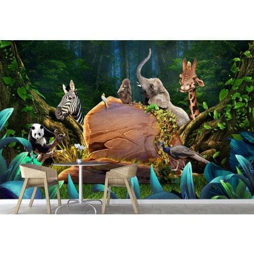Custom 3d wallpaper for walls 3 d wall murals wallpaper mural 3d cute animal wallpaper adventure jungle backdrop wall home decor
