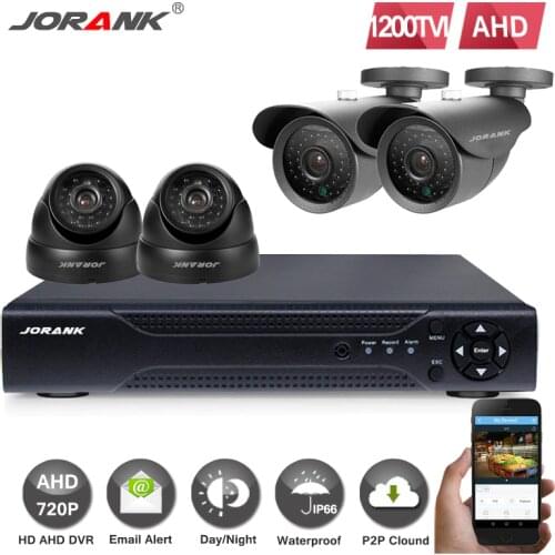 4CH AHD CCTV System 4 Channel AHD DVR Surveillance Security System 1200TVL Waterproof NightVision IR Outdoor Dome Camera DIY Kit
