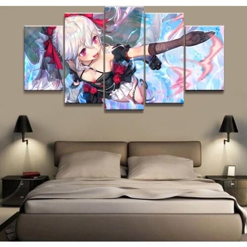 5 Panel Winter Kimono Akagi Azur Lane Game Poster Canvas Printed Painting For Living Room Wall Art Decor Picture Artworks Poster