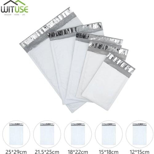 50pcs White Bag Foam Envelope Foam Foil Office Packaging Envelope Moistureproof Vibration Bag Bubble Envelope Mailing Bags