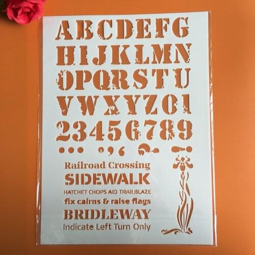 A4 29 * 21cm alphanumeric layered stencils scrapbook stamp book album decoration embossed paper card template decoration