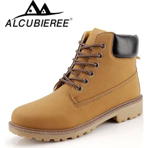 ALCUBIEREE Faux Suede Leather Men Boots Spring Autumn And Winter Man Shoes Ankle Boot Mens Snow Shoe Work Shoes Plus Size 36-46