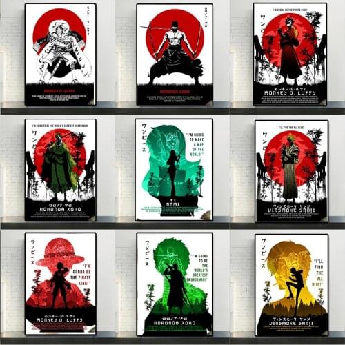 Anime Canvas Painting Luffy Poster Japanese Manga Cartoon Anime Wall Stickers Home Decor Childrens Bedroom Decoration Painting