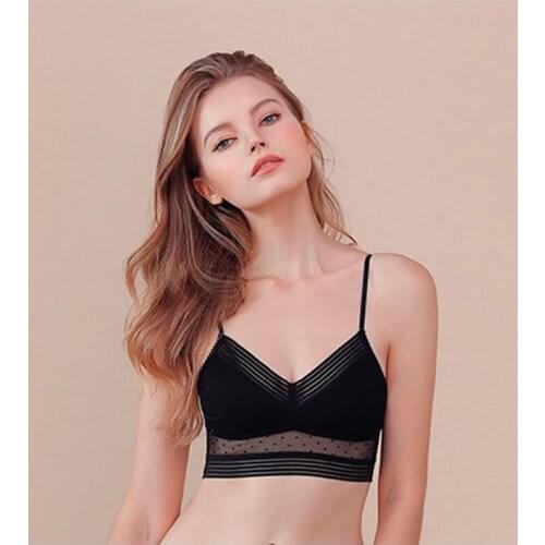 Backless Strapless Bra Push Up Plus Size Women Bralette Wire Sexy Lace Thin Dots Mesh Lingerie Brassiere Low Back Underwear