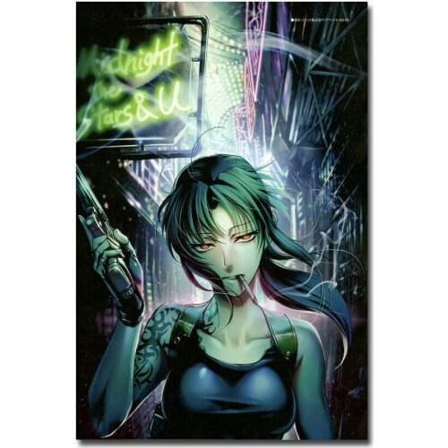 Black Lagoon Revy Two-Hand Silk Fabric Wall Poster Art Decor Sticker Bright