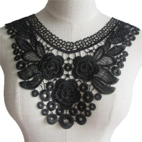 Black and white decorative lace chest embroidery applique fake collar DIY clothing craft supplies accessories 1 piece for sale