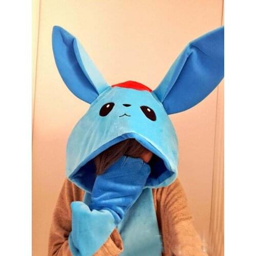 Final Fantasy XIV 14 Topaz Carbuncle Muffler Hood Gloves Scarf Hat Plush Doll blue