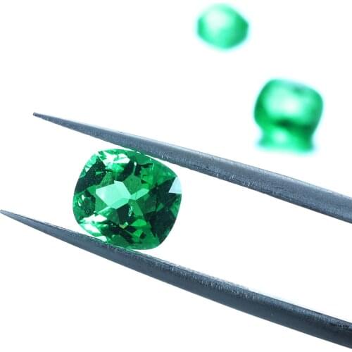 Wholesale Price Hydrothermal Colombian Lab Grown Emerald Gemstone Cushion Cut Synthetic Created Pedras