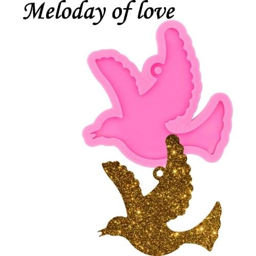 Glossy Dove Keychain Mold Pigeon Epoxy Resin Crafts Molds Jewelry Making Custom Silicone Mould DY0412