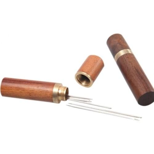 Hot DIY hand-made leather tool hand needle storage box sandalwood needle storage storage needle storage tool