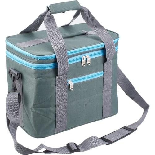 Insulated Thermal Cooler Picnic Bag Large Collapsible Tote Lunch Box Food Soft Drinks Storage with Tableware Pocket Waterproof
