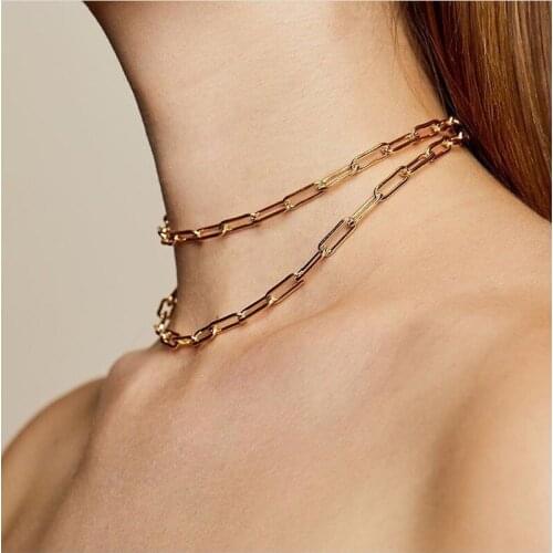 Exquisite Simple Metal Buckle Clavicle Chain Womens Necklace Women Temperament Necklace Personalized Jewelry Choker Gifts