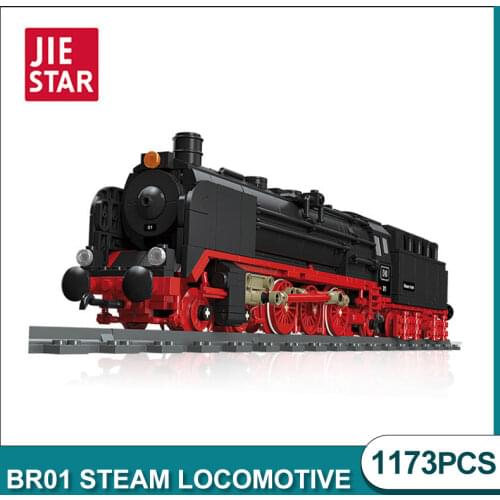 JIESTAR Technical Ideas Train BR01 Steam Locomotive Classic Railway Creator Building Blocks Model Bricks For Children Gifts Toys