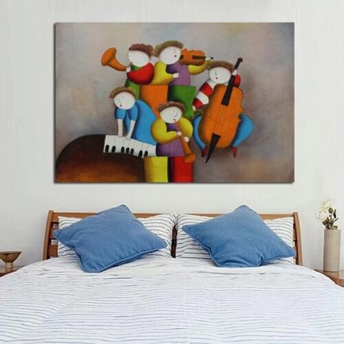 New Handpainted Oil Paintings Concert Playing Art Pictures High Quality Wall Stickers On Canvas Unique Gift for Home Decor