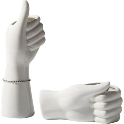 Human Body Arm Ceramic Vase, Dried Flowers Living Room Flower Arrangement Decoration White Vase, Office Hydroponic Ornaments