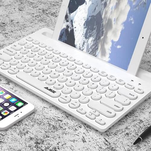 Fine Workmanship AJAZZ Reliable Round Key Wireless Keyboard Wide Compatibility Laptop Keyboard Power-saving for Office